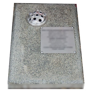 Terrazzo granite tablet with stainless steel plate for inscription