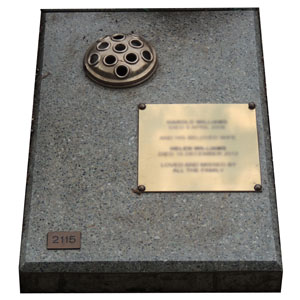 Terrazzo granite tablet with brass plate for inscription
